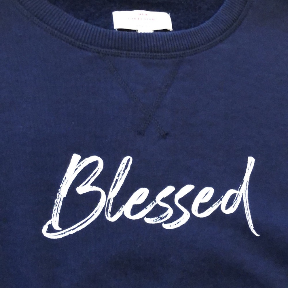 Blessed Navy Sweatshirt By New Directions Studio. New - Picture 5 of 13